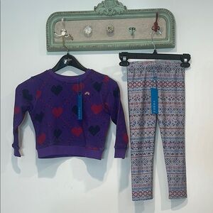 Terez Bundle Purple Heart diamond Sweatshirt and Patterned Leggings Set 6 new